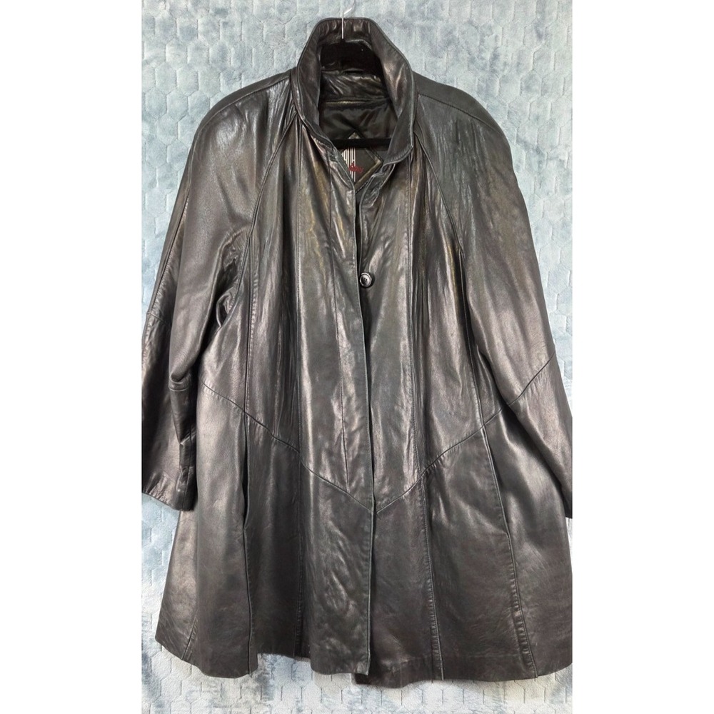 Tibor Leathers Black Soft Removable Thermolite‎ Dupont Lined Leather Large Coat